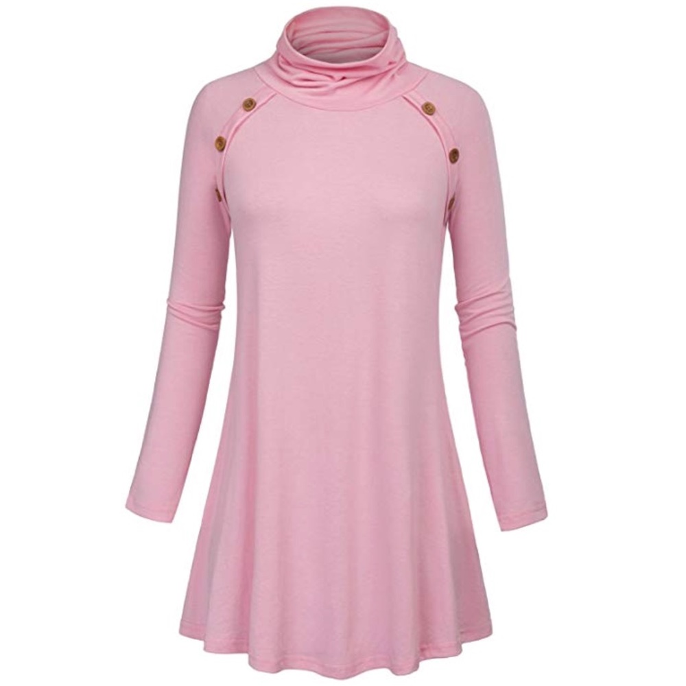 Blush Button Detail Turtleneck Lightweight Sweater - Picture 5 of 6
